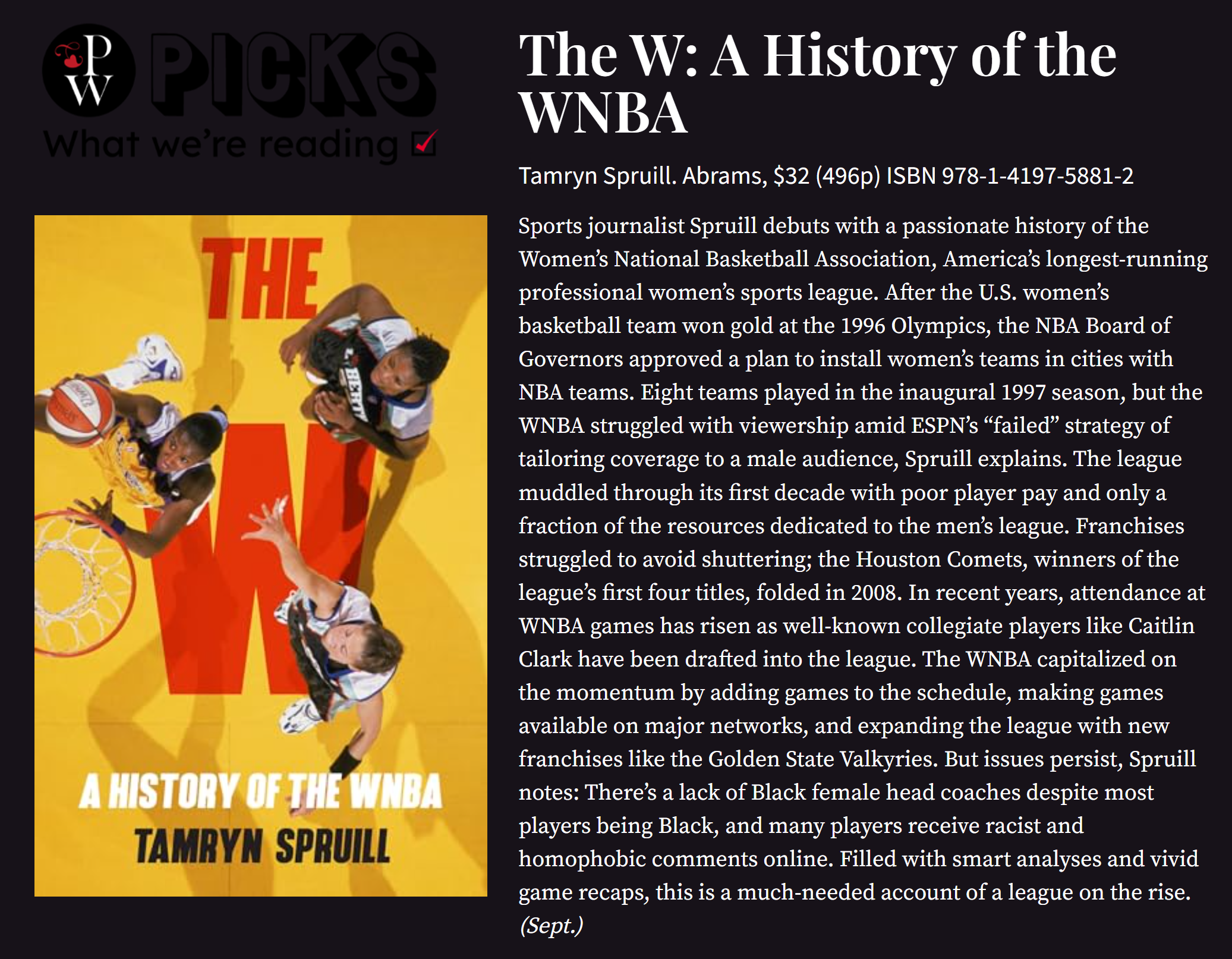 The W - Tamryn Spruill - Publishers Weekly Review